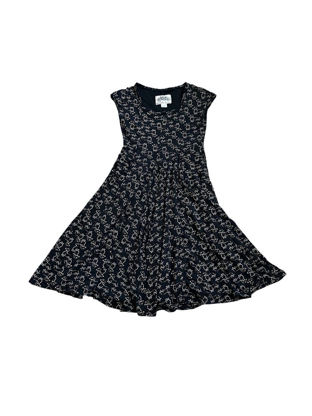 Effie’s Heart Dachshund Weenie Print Midi Dress Size Large Cap Sleeve A-Line